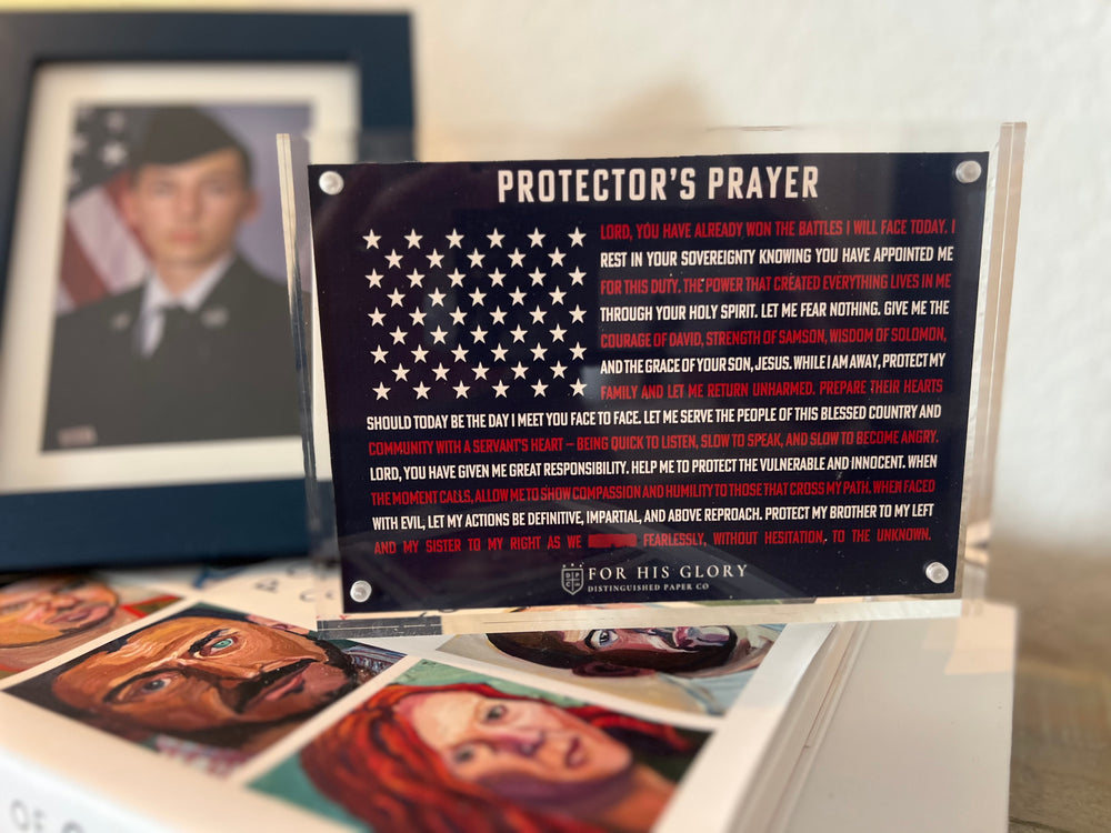 Protector’s Prayer – 7×5 Acrylic American Flag | Police, Fire, Military Gift & Desk Decor